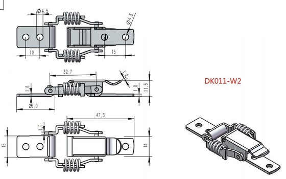 DK011G2 สลักสลับกรงเล็บสปริงสแตนเลสพร้อมตะขอนิรภัย