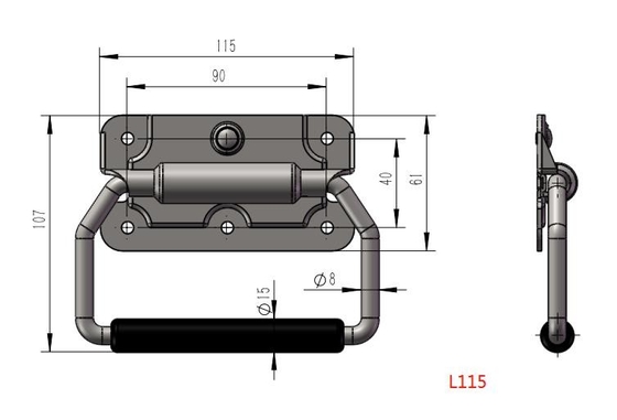 L115 ที่จับหน้าอกขนาดใหญ่กันกระแทกพร้อมที่จับยาง