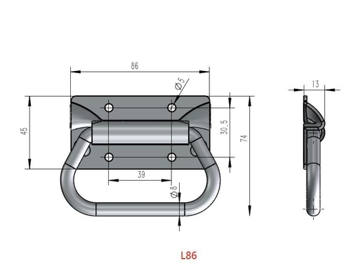 L86mm เครื่องพับตู้เหล็กชุบสังกะสีที่จับดึงหน้าอกเหล็กกล้าคาร์บอน