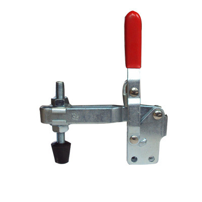 HD-12137 แนวตั้ง Quick Release กดเหล็ก Toggle Clamp ค้างไว้พร้อมที่จับยางสีแดง